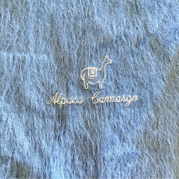 Camargo Alpaca Wool Blue Scarf  74"x9" - Picture 4 of 5